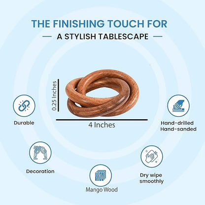 CLEENTABLE Three Ring Napkin Rings Set of 8, Decorative Handcuff Serviette Ring, Napkin Holders Bulk for Party Decoration, Dinning Table, Everyday, Family Gatherings Tabletop Décor (Brown)