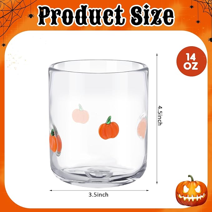 SiliFine 2 Pcs Pumpkin Icon Juice Glasses - 14oz Pumpkin Stemless Wine Drinking - Image 4