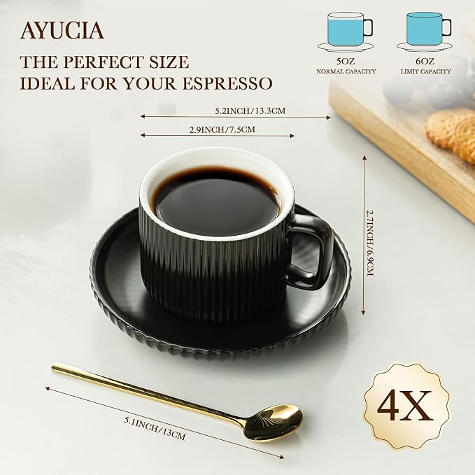 5 Ounce Espresso Cups Set of 4, Small Coffee Cups - Image 5