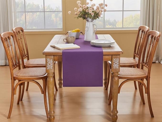 YATOJUZI Purple Table Runner Seasonal Summer Kitchen Dining Coffee Table - Image 4