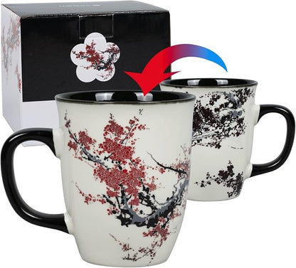 Color Changing Heat Sensitive Magic Funny Art Mug Large Coffee Tea Plum Blossom - Image 3