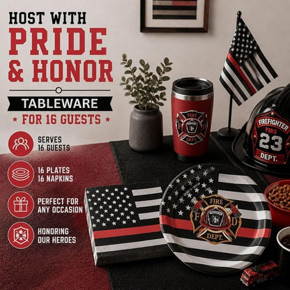 Firefighter Thin Red Line Party Set-16 Guests-Plates & Napkins-Havercamp | - Image 2