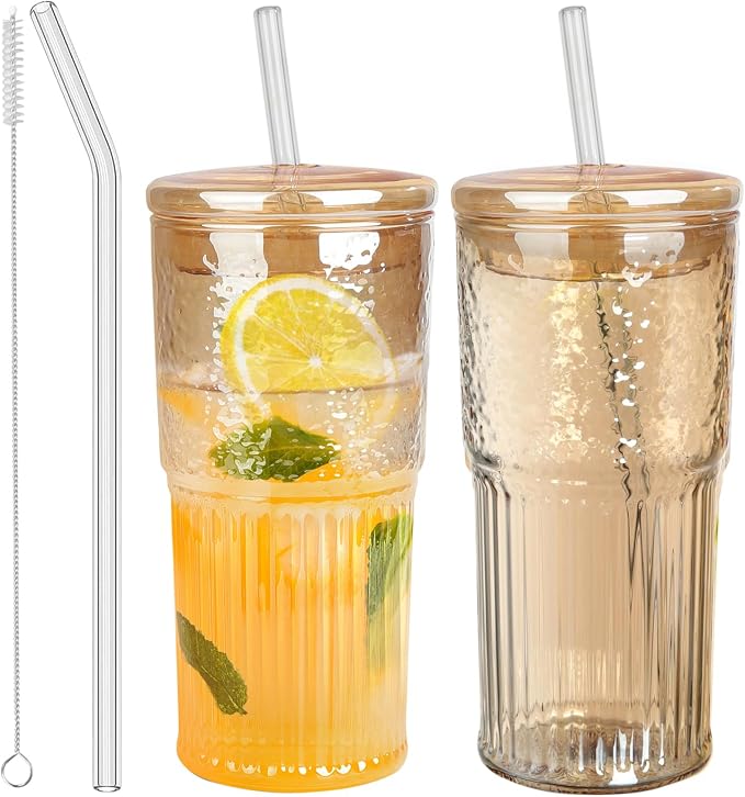 JunVpic Glass Coffee Tumbler, 20 oz Glass Cup by Junvpic