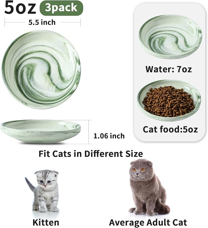 3 PCS Ceramic Cat Bowls, 5.5 in Pet Bowl Cat Dishes - Image 2