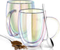 Double Wall Glass Coffee Mugs Set of 2, 12 Oz Coffee Mugs by FULGNU