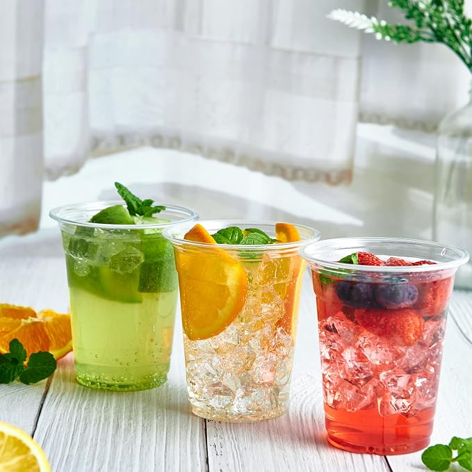 Lilymicky 100 Sets 12 oz Clear Plastic Cups - Image 8