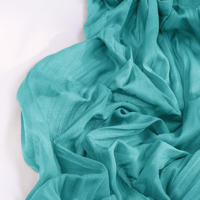 DeZerlor Teal Green Cheesecloth Table Runners 6 Pack Summer Boho Runners | - Image 3