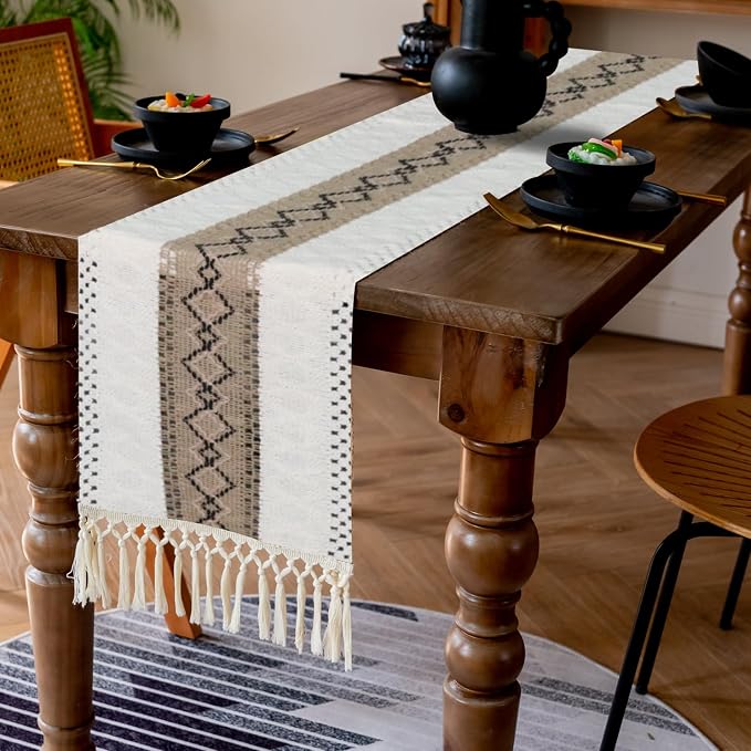 EMMTEEY Macrame Table Runner Boho Style 36 Inches Long, Scratch & Heat Resistant - Image 6