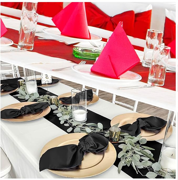 Red and Black Satin Table Runners 10 Pack 12x108 inch Silk Smooth Fabric | - Image 5