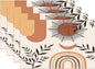 Mid Century Abstract Boho Placemats Orange Vintage Aesthetic Nature Leaf Sun Modern Washable Place Mats 12x18Inch for Dining Kitchen Farmhouse Decor 6 PCS