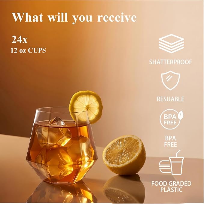 BESTSTAR 48 Pack Clear Plastic Wine Glasses Set BPA-Free Shatterproof | 24 9 OZ - Image 4