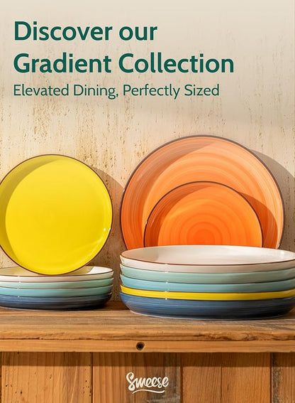 Sweese 7.4 Inch Porcelain Dessert Plates - Round Salad/Appetizer Plate Set, Microwave Dishwasher Safe, 6 Pack, Vibrant Colors