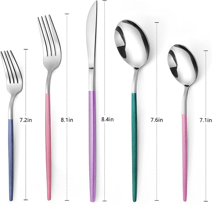 VANVRO Mirror Silver multicolor Silverware Set, 20-Piece Stainless Steel - Image 2