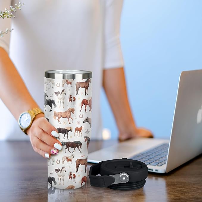 30 oz Horse Tumbler with Handle and Flip Straw, Vacuum Insulated Water Bottle - Image 5