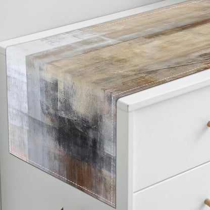 Brown Grey Table Runners Modern Art Farmhouse Linen Table Runners Dresser - Image 3
