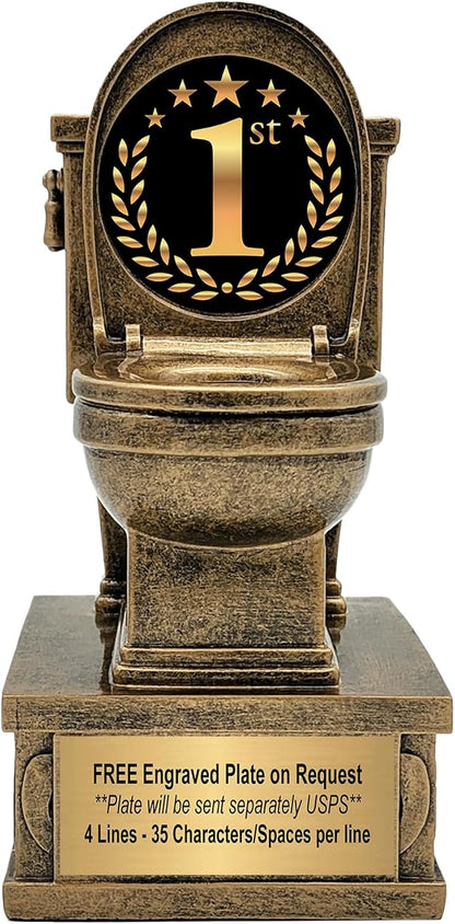 Decade Awards Action Pedestal Gold Toilet Bowl Trophy with Optional Inserts - Custom Engraved Plate On Request (7 Inch Tall)