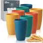 Wrova Wheat Straw Cups Reusable Kitchen Cups Set of 8, Unbreakable 20oz by WROVA