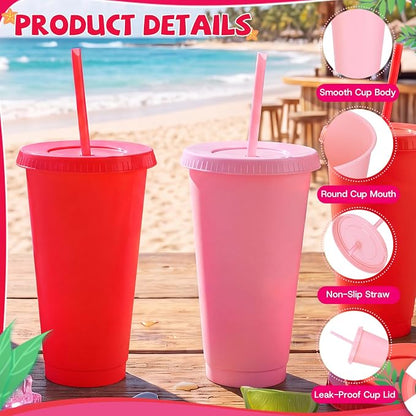 24 Pack Plastic Tumblers with Lids and Straws, Reusable Cups with Lids Plastic - Image 4