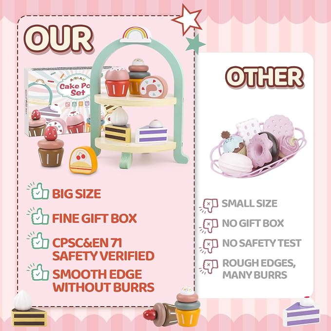 Wooden Cake Toys Tea Party Set Desserts Food Toy - Image 4