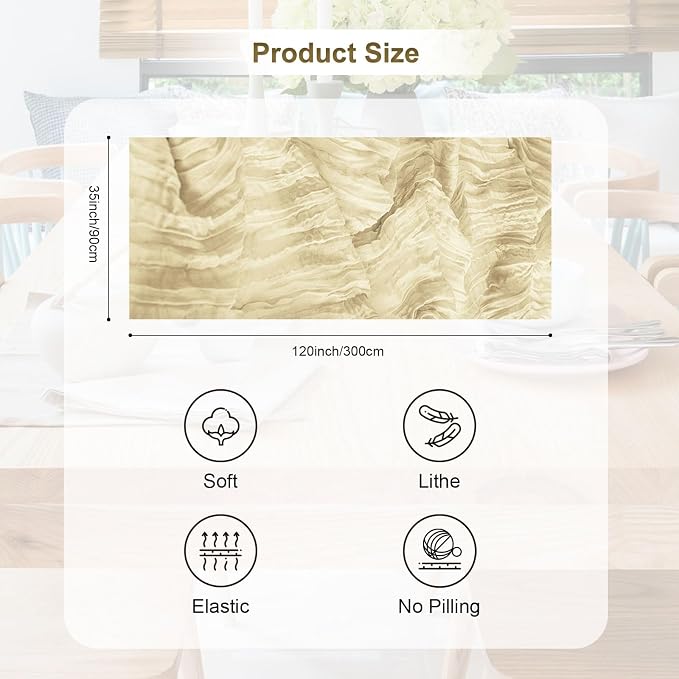 1 Pack Beige Cheesecloth Table Runner 35x120 Inch 10Ft Rustic Gauze Cheese - Image 4