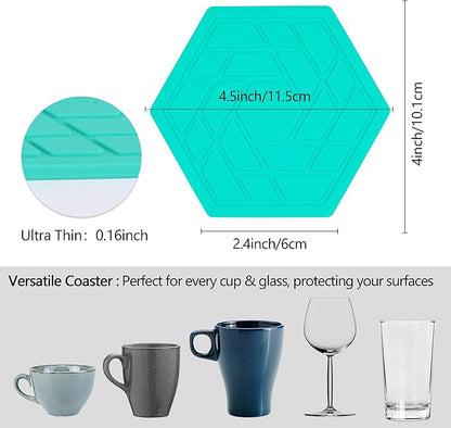 Silicone Drink Coasters Set of 8,Flexible & Heat-Resistant - Perfect for Home Decor & Table Protection (Saltwater/Mango)