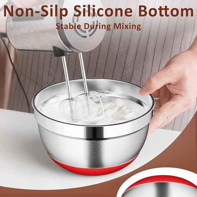 9 Pack Mixing Bowls with Airtight Lids Set, Stainless Steel Mixing Bowls with - Image 3