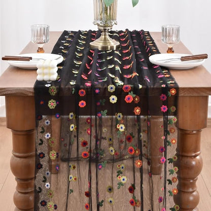 Flower Table Runner Floral Daisy Summer Birthday Party Garden Wedding Decor | - Image 2