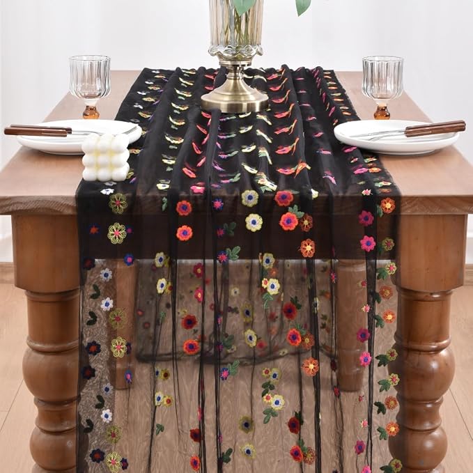 Flower Table Runner Floral Daisy Summer Birthday Party Garden Wedding Decor | - Image 2
