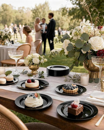 bUCLA 100 Pieces Black Plastic Plates - Image 6