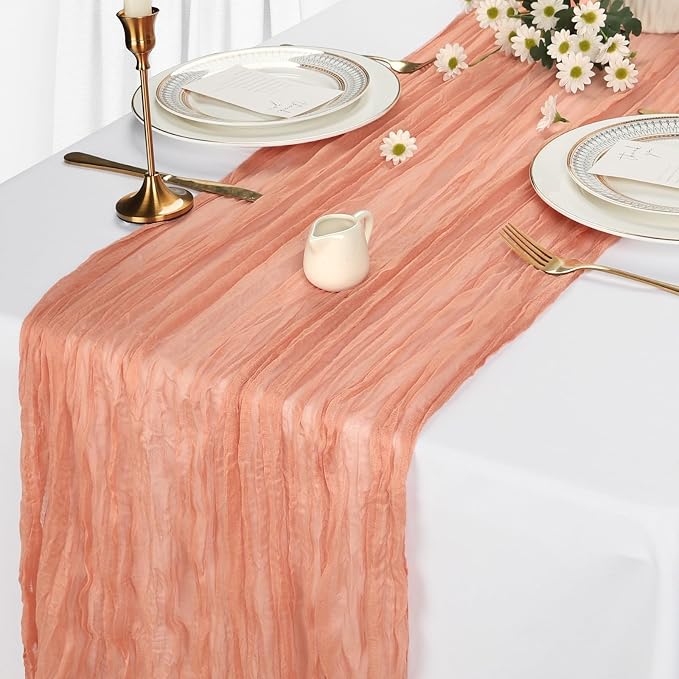 6 Pack Coral Cheesecloth Table Runner 10Ft Gauze Cheese Cloth Table Runner - Image 4