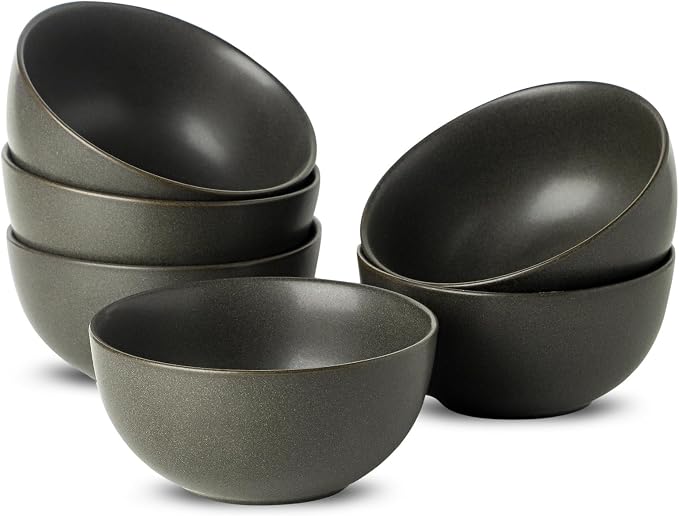 Stoneware Soup Bowls, 24 oz Cereal Bowls Set of 6 by Tikooere
