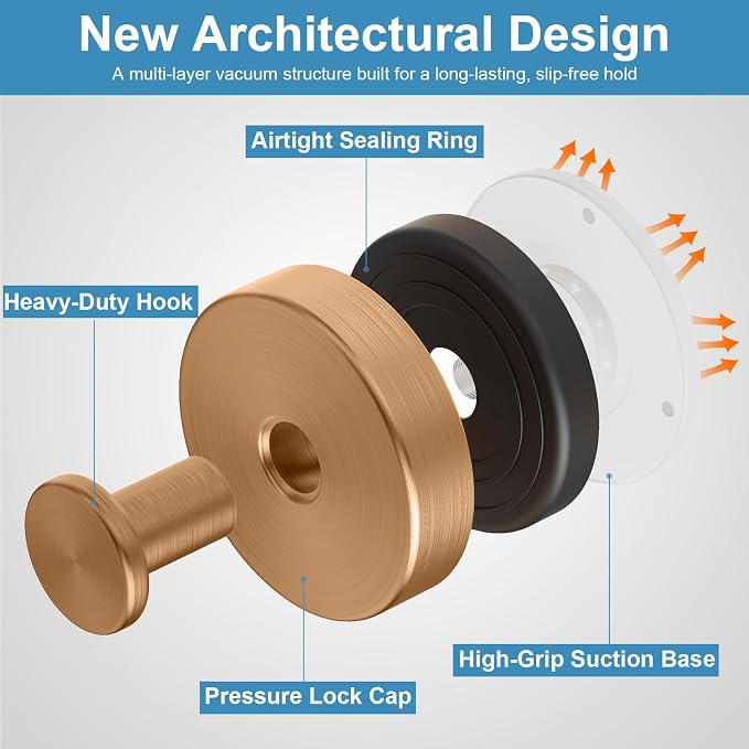Suction Cup Hooks for Shower, No Drill Towel Hooks for Bathroom | Shower Hooks - Image 2