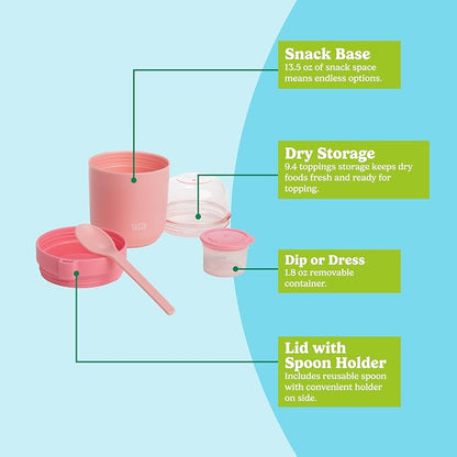 Tasty Travel Snack Cups with Spoons, On-The-Go Snacking, Divided Compartments - Image 3