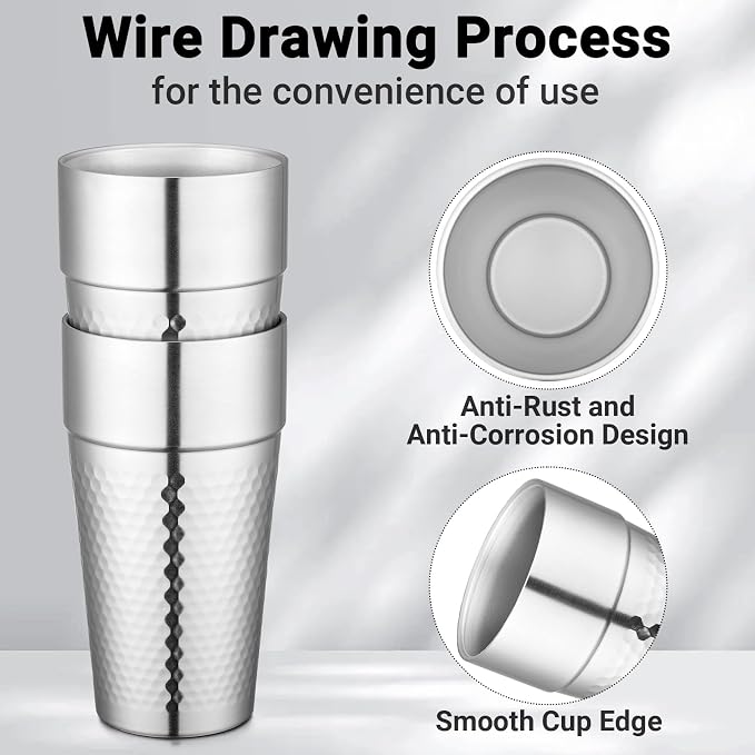Beasea Stainless Steel Cups 19 oz, 4 Pack Large 18.6oz 550ml Stainless Steel - Image 3
