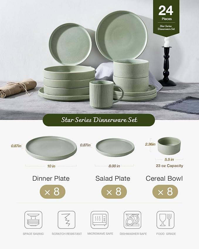 Famiware Star Ceramic Plates and Bowls Sets, Reactive Glaze Dishes - Image 3