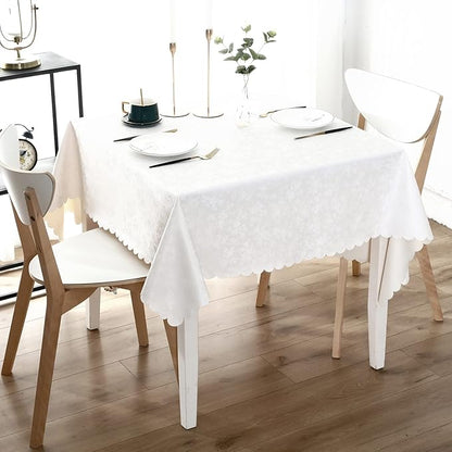 Smiry Square Table Cloth, Waterproof Heavy Duty Vinyl Tablecloths, Wipeable Washable Table Cover for Kitchen and Dining Room (White, 60" X 60")