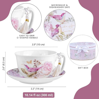 STP GOODS Bone China Tea/Coffee Cup and Saucer in Gift Box Fine Set of One - Image 4