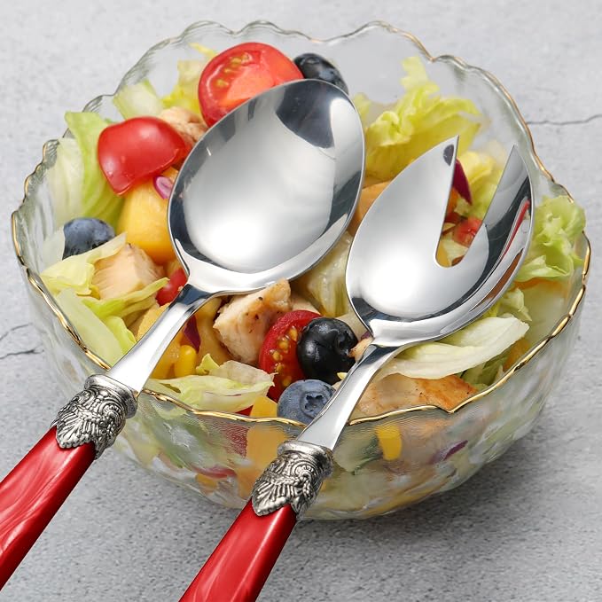 2-piece Salad Servers Stainless Steel Salad Serving Set Salad Fork and Spoon - Image 7
