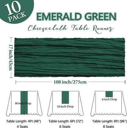 10 Pack 17 x 108 Inch Emerald Green Table Runner Cheesecloth | Gauze Cheese - Image 2
