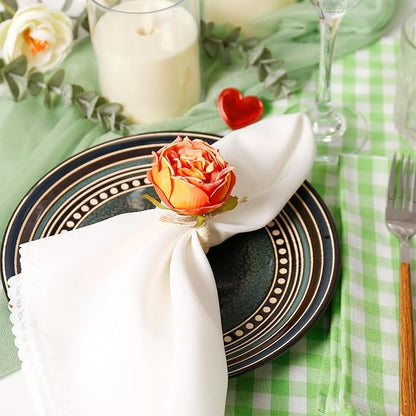 Handmade Flower Napkin Rings Set of 6, Valentine's, Thanksgiving Table - Image 3