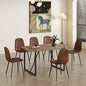 6 Chair Dining Table Set，Dinner Table Set for 6, 55'' Kitchen Table and Suede Nap Fabic Chairs Set of 6, 7 Piece Dining Table Set for Kitchen Dining Room