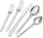 40 Piece Hammered Silverware Set, 18/10 Stainless Steel Flatware Set by KINGSTONE