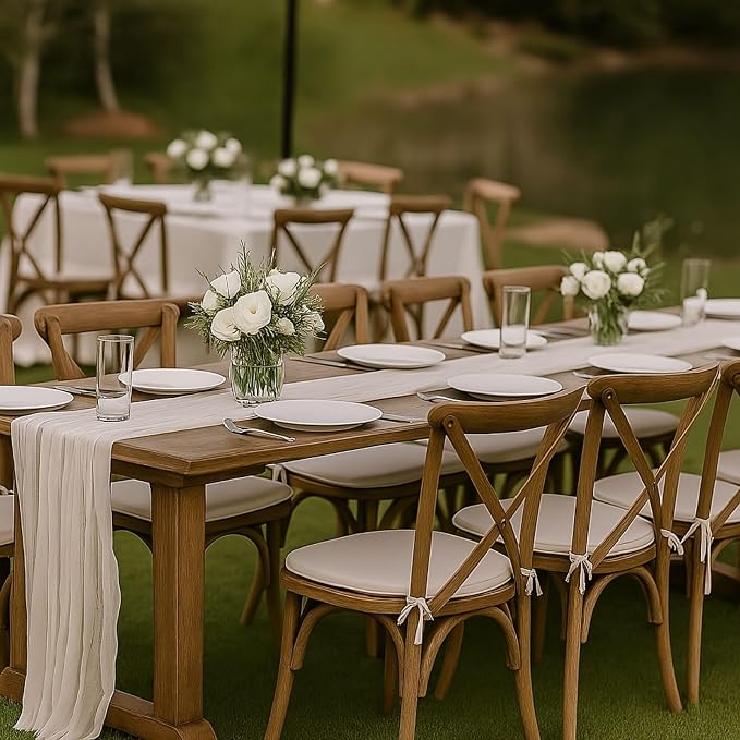 6 Pack Ivory 10FT Cheesecloth Table Runner –120 Inch White Gauze Table Runners - Image 4