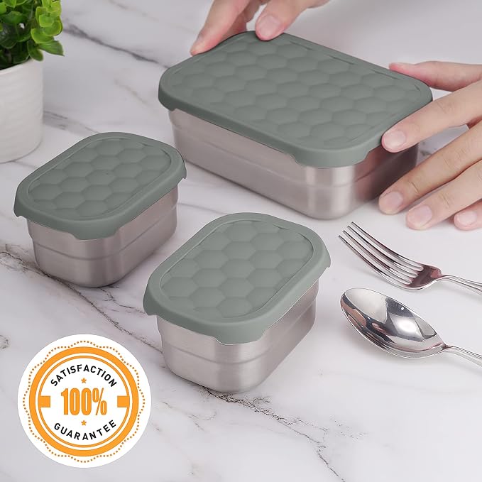 3 CUP+1 CUP Stainless Steel Lunch Snack Containers Set | Leak Proof 304 - Image 7