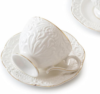 Cups and Saucers Tea Cups Set of 2, Ceramic Coffee Cups - Image 4