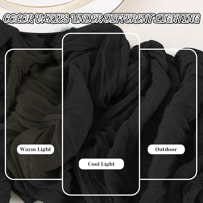 2 Pack Cheesecloth Table Runner, 120 Inch Black Table Runner - Image 7