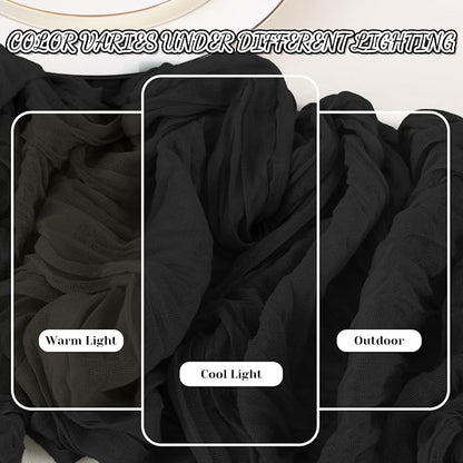 2 Pack Cheesecloth Table Runner, 120 Inch Black Table Runner - Image 7
