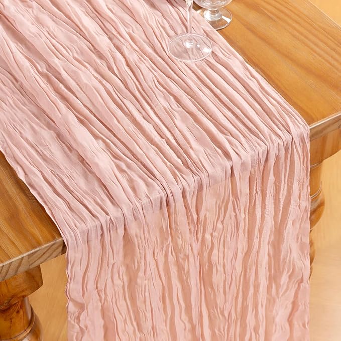 DeZerlor Dusty Pink Cheesecloth Table Runners 12 Pack Summer Boho Runners | - Image 4