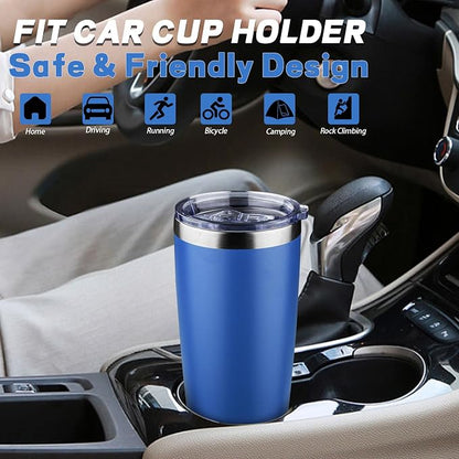 20 oz Tumbler with Lids and Straws, Stainless Steel Insulated Coffee Tumbler - Image 6