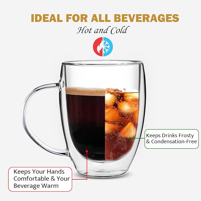 Double Wall Glass Coffee Mugs, Glass Coffee Mugs - Image 3